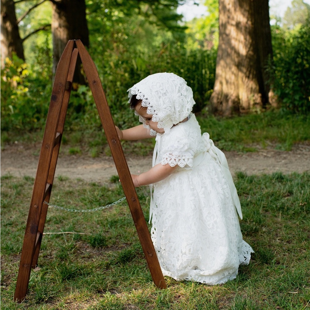 NWOT Lace Baptism Christening Gown with Bonnet